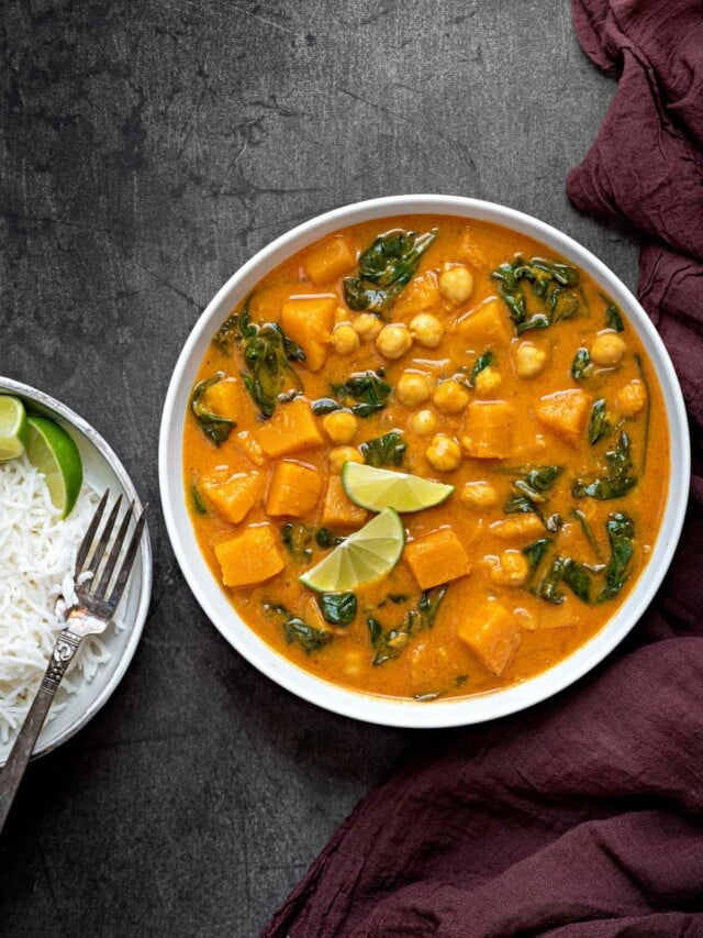 Butternut Squash Curry With Chickpeas And Spinach Story - Cubes N Juliennes