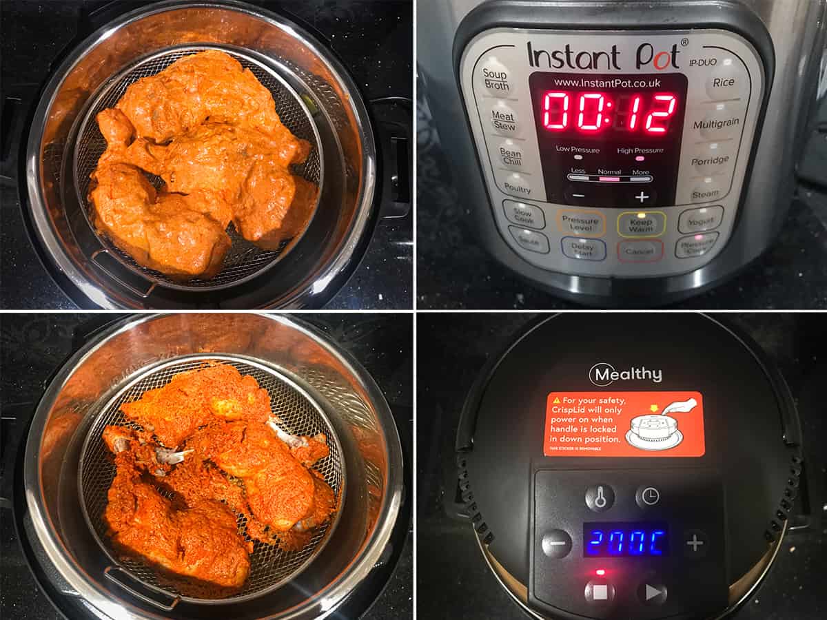 four step process make tandoori chicken in instant pot.