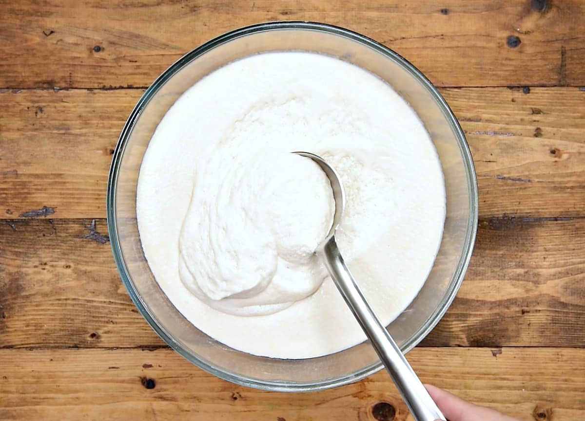 A well fermented dosa batter is ready after 10 hours of fermentation.