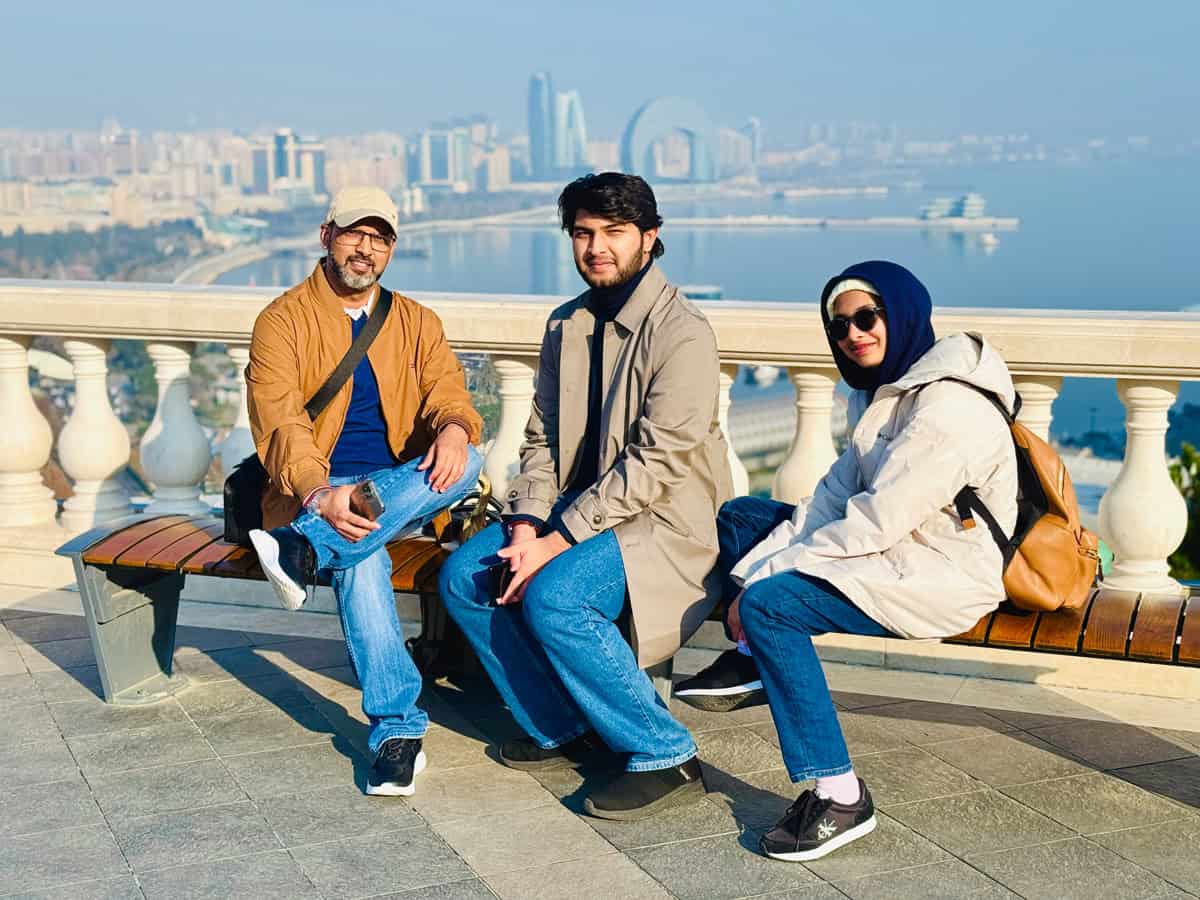 Farrukh Aziz's family - husband Shadab, son Zain, and daughter Alishbah.