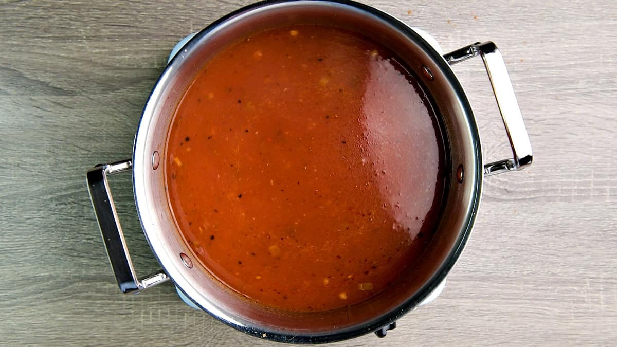 The mixture brought to a boil and stirred well for everything to be mixed.